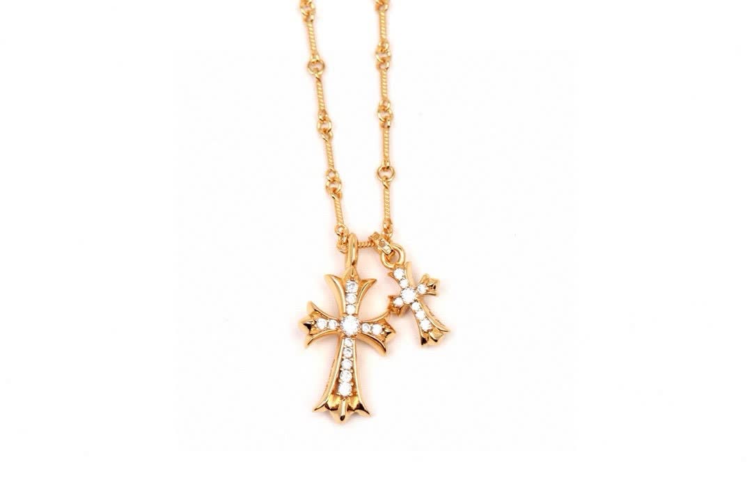Chrome Hearts Gold Cross Pendant Necklace